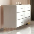 thumbnail image 6 of Benjara Ruo 60 Inch Modern Wide Dresser, 6 Drawers, Chrome Plinth Base, White Wood, 6 of 6