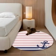 thumbnail image 3 of Anchor Pink Round Area Rug 3 FT, Small Kitchen Bathroom Mats, Modern Navy Blue White Striped Nautical Washable Indoor Outdoor Throw Runner Carpet Non-Shedding Doormat for Table Shower Sofa Entryway, 3 of 8