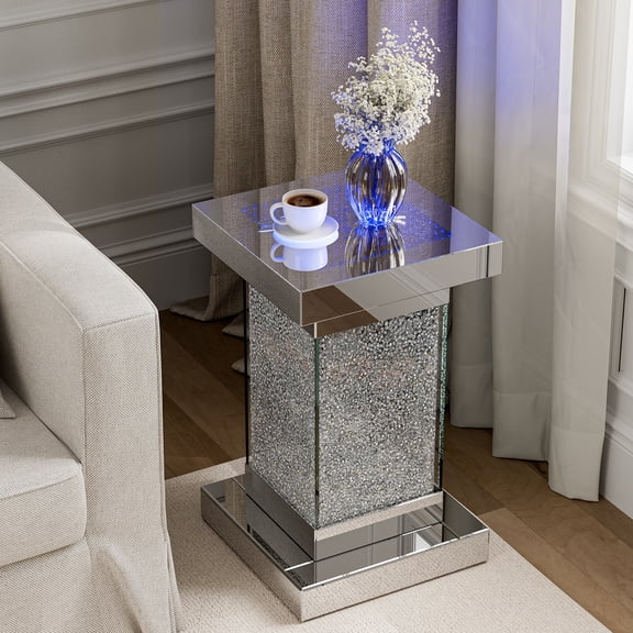 Mirrored End Table Nightstand