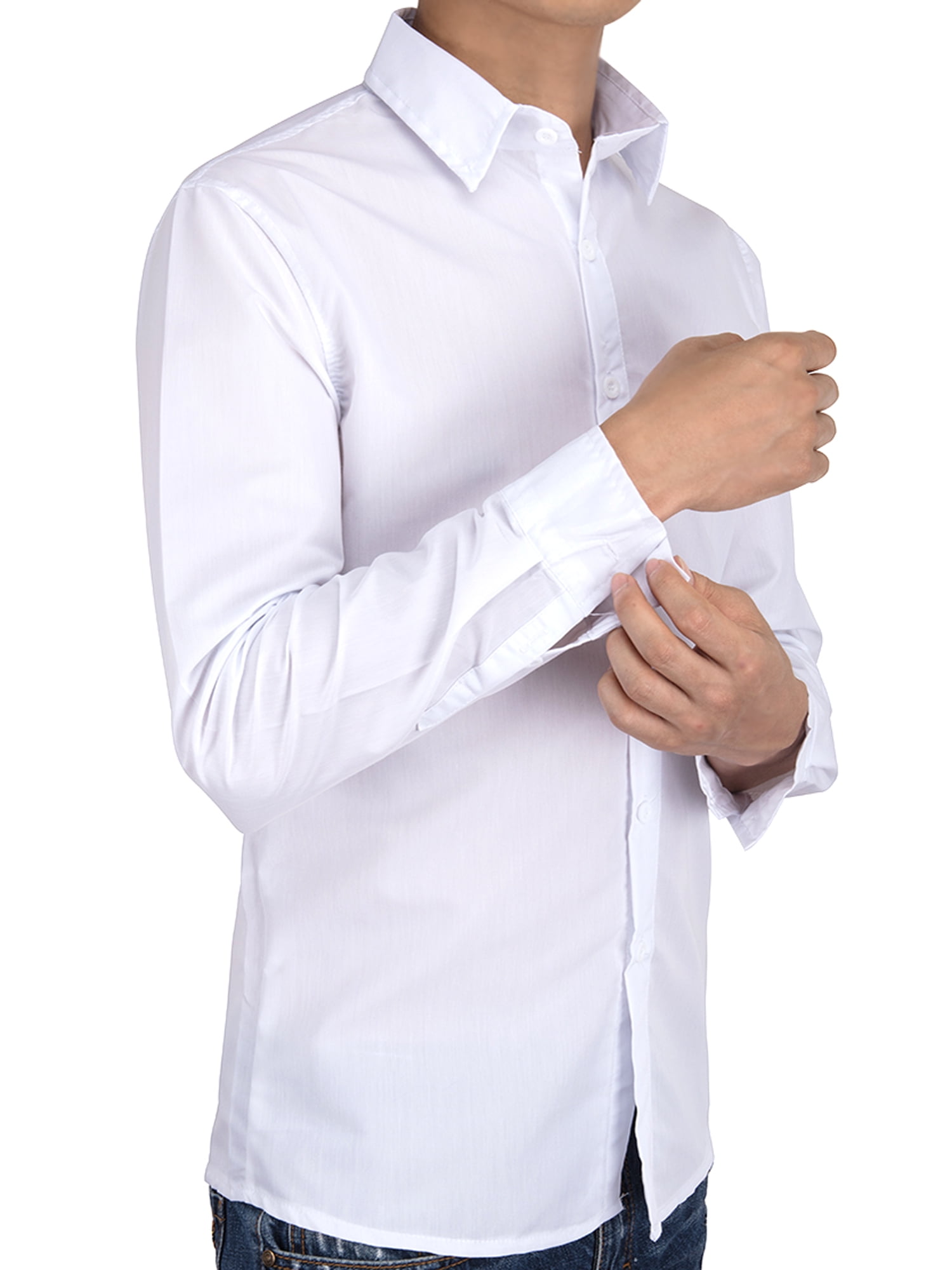 white polo long sleeve dress shirt