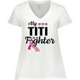 thumbnail image 3 of Inktastic Breast Cancer Awareness My Titi is a Fighter Women's Plus Size V-Neck T-Shirt, 3 of 5