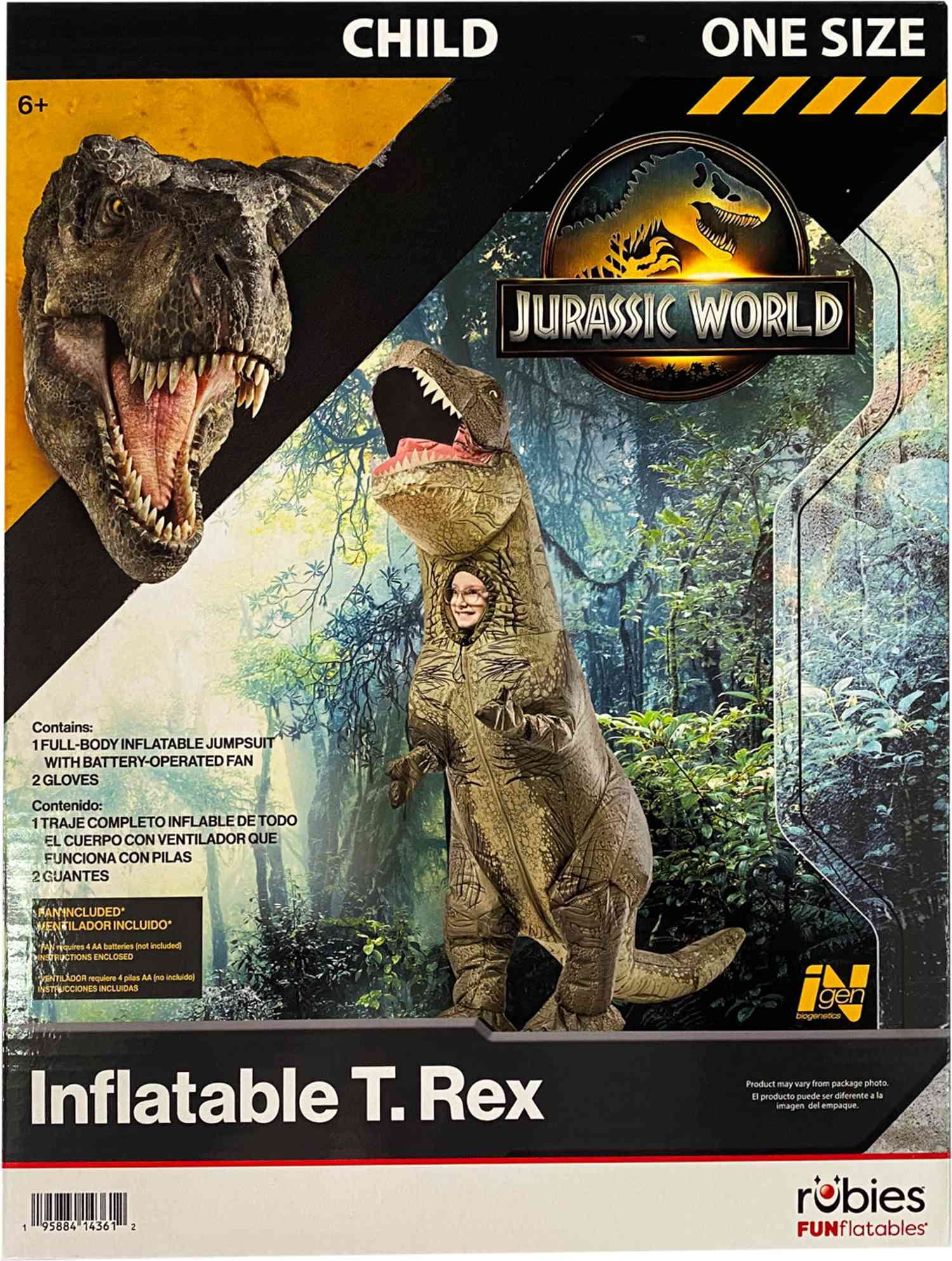 Jurassic World T-Rex Inflatable Halloween Costume for Children, One Size Fit, by Rubies