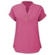 thumbnail image 4 of Vestidos Casuales Para Mujer, Blusas De Mujer De Moda Blusa informal de manga corta con cuello en V y bolsillos para mujer, color liso, 4 of 5