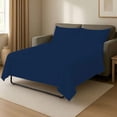 thumbnail image 2 of 4 Piece Sleeper Sofa Bed Sheet Set 100% Egyptian Cotton 800 Thread Count Queen XL Size Sleeper Sofa (60" x 80") Inch Fits Mattresses Up to 6" Drop - Navy Blue Stripe, 2 of 7