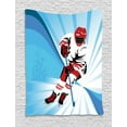 thumbnail image 1 of Hockey Tapestry, Hockey Player Makes a Strong Shot on Goal Rival Illustration Abstract Backdrop, Wall Hanging for Bedroom Living Room Dorm Decor, 40W X 60L Inches, Blue Red White, by Ambesonne, 1 of 2