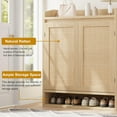 thumbnail image 4 of YUSAZENS Rattan Shoe Cabinet with 2 Doors & Adjustable Shelves - 5-Tier Shoe Storage Organizer for Entryway Hallway Closet Living Room, Natural Oak, 4 of 7