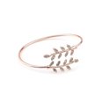 thumbnail image 2 of Trayknick Femmes Mode Strass Incrusté Feuille Réglable Bracelet d'Ouverture Bracelet Bijoux Rose Or, 2 of 13