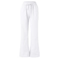 thumbnail image 6 of 8QIDA Shorts for Women Black Women's Soft Cotton Linen Pants Solid Color Drawstring Loose Fit Wide Leg Palazzo Trousers L, 6 of 7