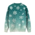 thumbnail image 4 of WTOBBY Christmas Themed Women's Knit Sweater Top, Long Sleeve Round Neck Printed Pullover, Casual Holiday Fashion Wear for Seasonal Outfits,Army Green L, 4 of 5