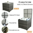 thumbnail image 6 of 4 Pieces Wicker Furniture Set, Outdoor Conversation Sofa Set, PE Rattan Sectional with 2 Cushioned Loveseats, Glass Coffee Table and Side Cabinet, for Patio, Backyard, Poolside, Deck, Beige, D5641, 6 of 10