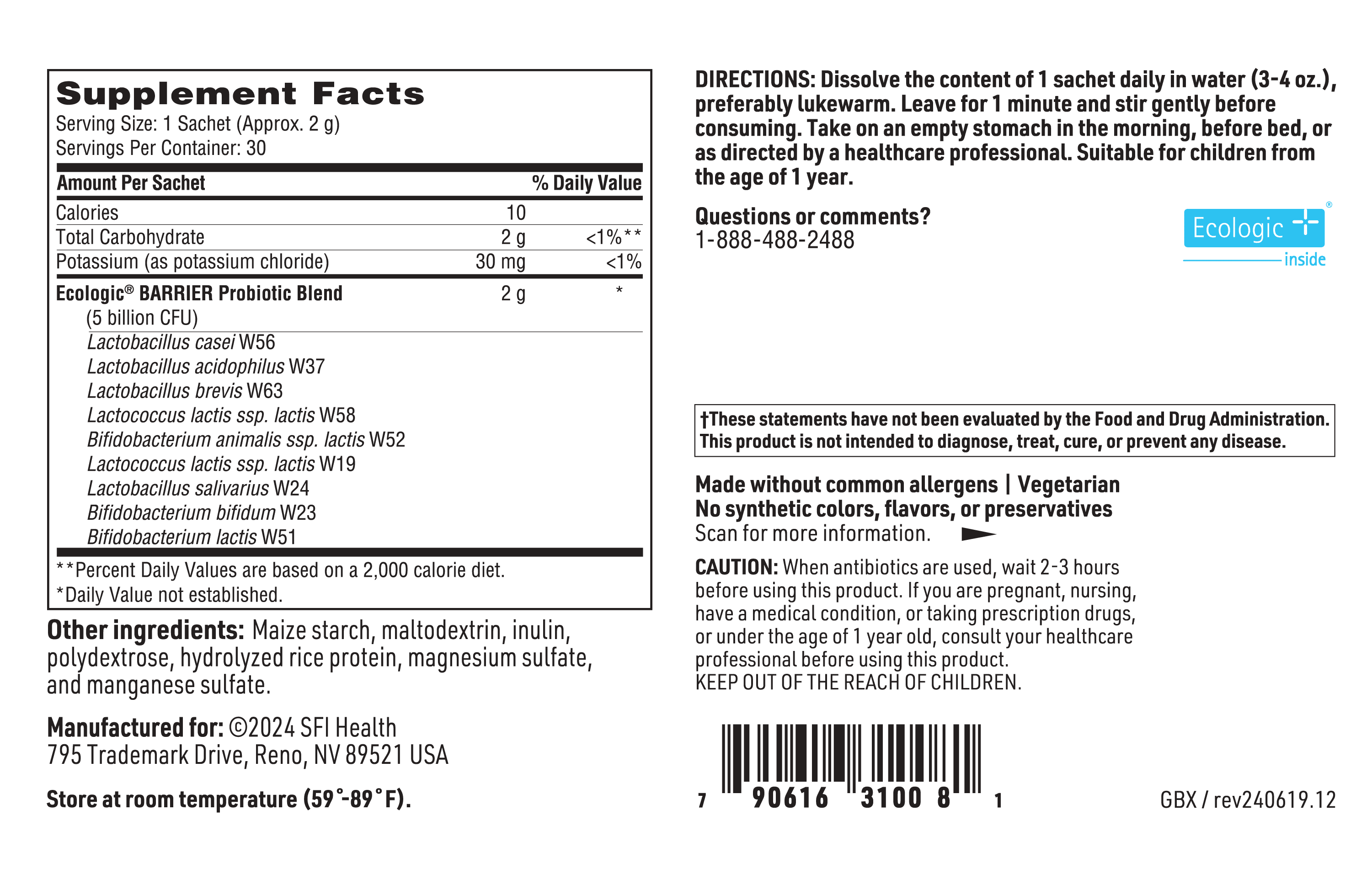 Mood Probiotic Powder - Klaire Labs Target gb-X with Bifidobacterium & Lactobacillus, Clinically Demonstrated to Promote Positive Mood, Shelf-Stable & Hypoallergenic for Men & Women (30