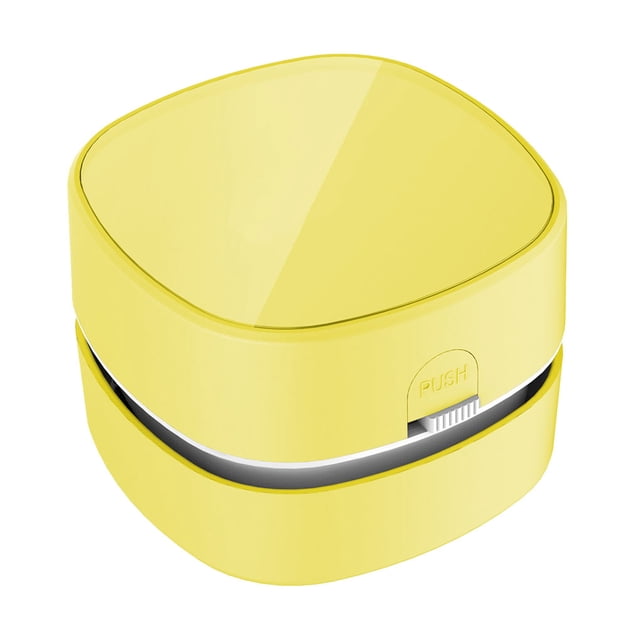 Kearding Aspiradora de escritorio compacta y ligera ABS, cubo de basura fácil de vaciar, potente succión portátil Computadoras y accesorios amarillo