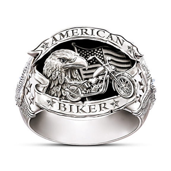 Men's Retro American Locomotive Eagle Ring