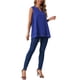 thumbnail image 2 of INSPIRAR CHIC Blusa de Chifón para Mujeres Cuello en V Sin Mangas Top de Doble Capa Camisetas Casual L Azul Real, 2 of 6