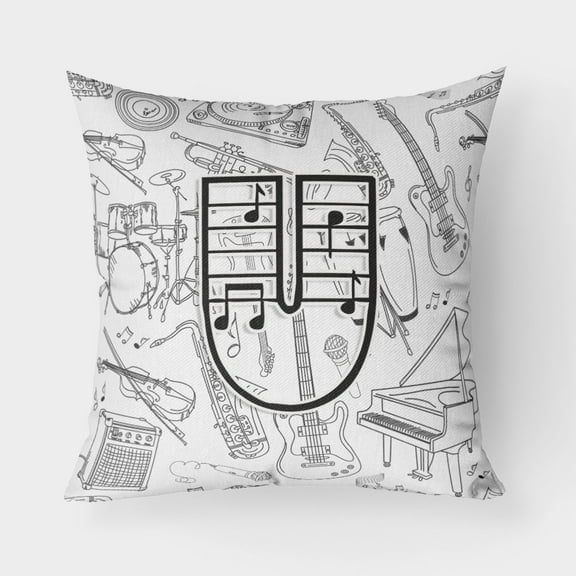 Carolines Treasures CJ2007-UPW1818 Letter U Musical Note Letters Canvas Fabric Decorative Pillow 18H x18W multicolor