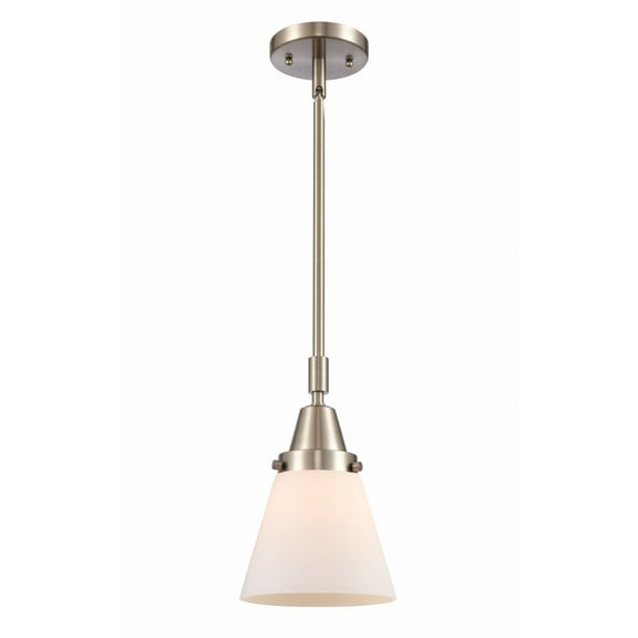 447-1S-SN-G61-Innovations Lighting-Cone - 1 Light Stem Hung Mini Pendant In Industrial Style-9.13 Inches Tall and 6 Inches Wide-Brushed Satin Nickel