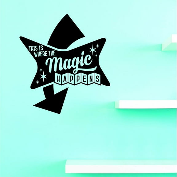 Custom Decals This Is Where The Magic Happens Wall Art Size: 16 X 16 Inches Color: Black