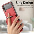 thumbnail image 5 of ELEHOLD Leather Wallet Case for Samsung Galaxy Z Flip 4, Premium Lychee Pattern Leather with Card Slots Zipper Pocket Metal Finger Ring Holder Luxury Purse Case for Samsung Z Flip 4,Red, 5 of 9