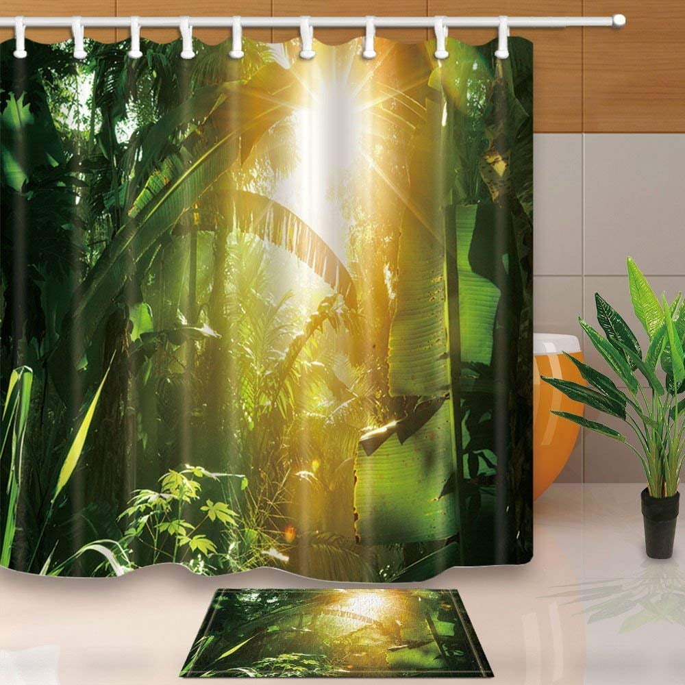 BPBOP Tropical Rainforest Decor Sunshine into Banana Leaves Jungle