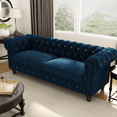thumbnail image 1 of 3 Seater Living Room Sofa Couch, Upholstered 3 Seater Sofa with Wood Legs, Accent Tufted Scroll Arm Velvet Loveseat Velvet Couch, Easy Assembly, 1 of 8
