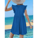 thumbnail image 5 of Vestido Tipo Cárdigan de Corta con Cuello en V y Ribete de Encaje, Azul, Talla L, 5 of 6