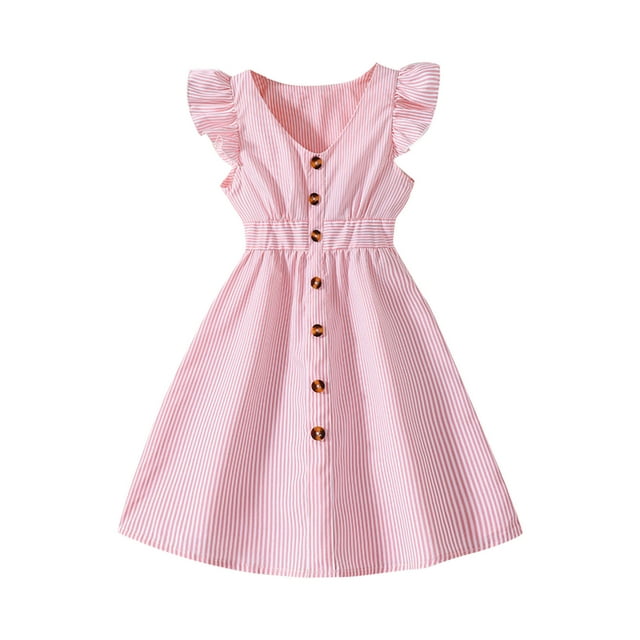 WRKEKC Robes d'Été pour Filles, Robe Décontractée pour Filles, Robe d'Été à Manches Courtes pour Filles, Robe de Princesse Mignonne, Col Rond, Jupe à Nœud Princesse 11 Ans