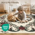 thumbnail image 4 of ODIKA 8'x10' Washable Area Rug Vintage Garden Blooms Central Focus Ornate Foliage Accent Frame for King Size Bedroom Under Bed, Master Suite, Non-Shedding, Easy Care, 4 of 7