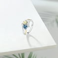thumbnail image 4 of Gem Stone King 925 Silver and 10K Yellow Gold Ring Round/Cabochon White Ethiopian Opal and Vivid Persian Blue Moissanite (0.82 Cttw, Size 5), 4 of 5
