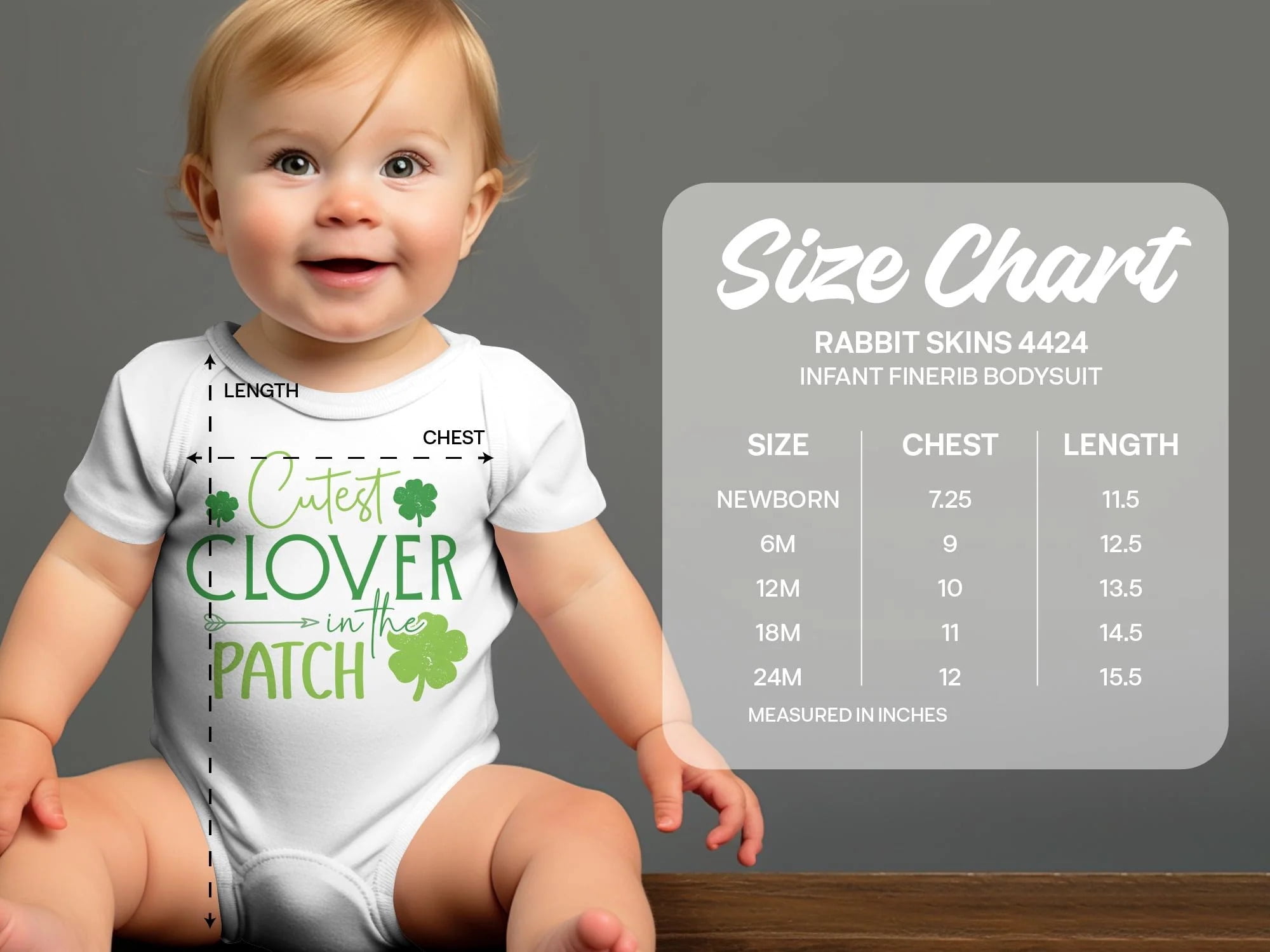 St. Patrick's Day Baby Onesie, Cutest Clover in the Patch Graphic, Green Clover, Newborn to Toddler Sizes Available