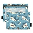 thumbnail image 2 of 2 Pack Pencil Pouch for 3 Ring Binder Smooth Zipper Folders with Pockets Clear Window Pencil Case Cute Cartoon Sharks, 2 of 6