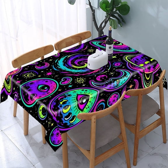 RKSupls Cosmic Eye Galaxy Swirl Rectangle Dining Tablecloth, Washable Wipeable Stain & Wrinkle Resistant Polyester Tablecloth for Kitchen Picnic Party