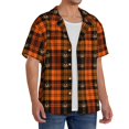 thumbnail image 2 of Fotbe Halloween Tartan Plaid Camisa Estampada de Manga Corta para Hombre, Casual de Verano, Estilo Playero, Sin Arrugas-4X-Large, 2 of 5