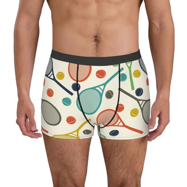 Balery Racket and Tennis Ball Calzoncillos bóxer para hombre, ropa interior de algodón suave y transpirable con cinturilla de nailon-Small