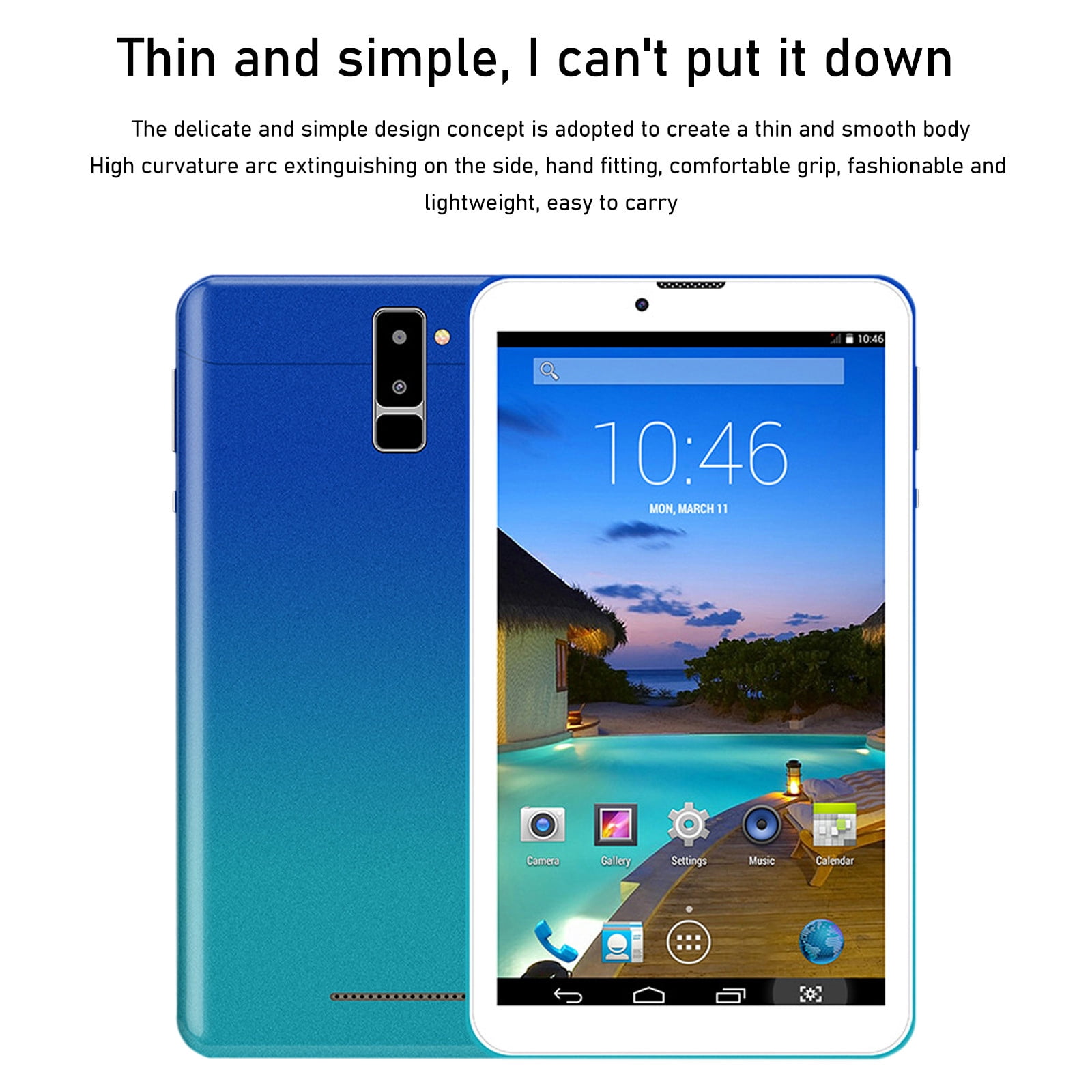 7-inch Android Tablet, MTK6592 Octa-Core, 1GB RAM, 8GB Storage, 0.3MP Front & 2MP Rear Camera, SIM Support, WiFi, Bluetooth, GPS