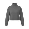 thumbnail image 6 of HOSIA Women Cropped Turtleneck Knit Sweater Oversized Long Sleeve Turtleneck Knitted Pullover Jumper Loose Soft Cozy Casual Crop Pullover Sweater Fall Winter Business Casual Teacher Outfits Grey S, 6 of 6