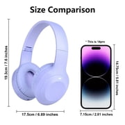 Wireless Headphones Over-Ear, HiFi Stereo Wireless Headphones, Foldable and Wireless Wired Mode, Noise Isolating Over-Ear Headphones with Mic and Volume Control for Computer Laptop Mobile, Purple