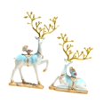 thumbnail image 4 of 2 piezas de estatuas de alce figuras esculturas de ciervos artesanías de resina figuras animales fengshui adorno para el festival de año nuevo oficina Azul claro, 4 of 9