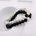 thumbnail image 4 of 2pcs/Set Mens Beaded Bracelets Couples Matching Bracelet Set Lava Rock Beads for Women Stone Jewelry, His/Hers Couples Bracelets Stretch Distance Bracelet for Girlfriend Boyfriend( Black White ), 4 of 4