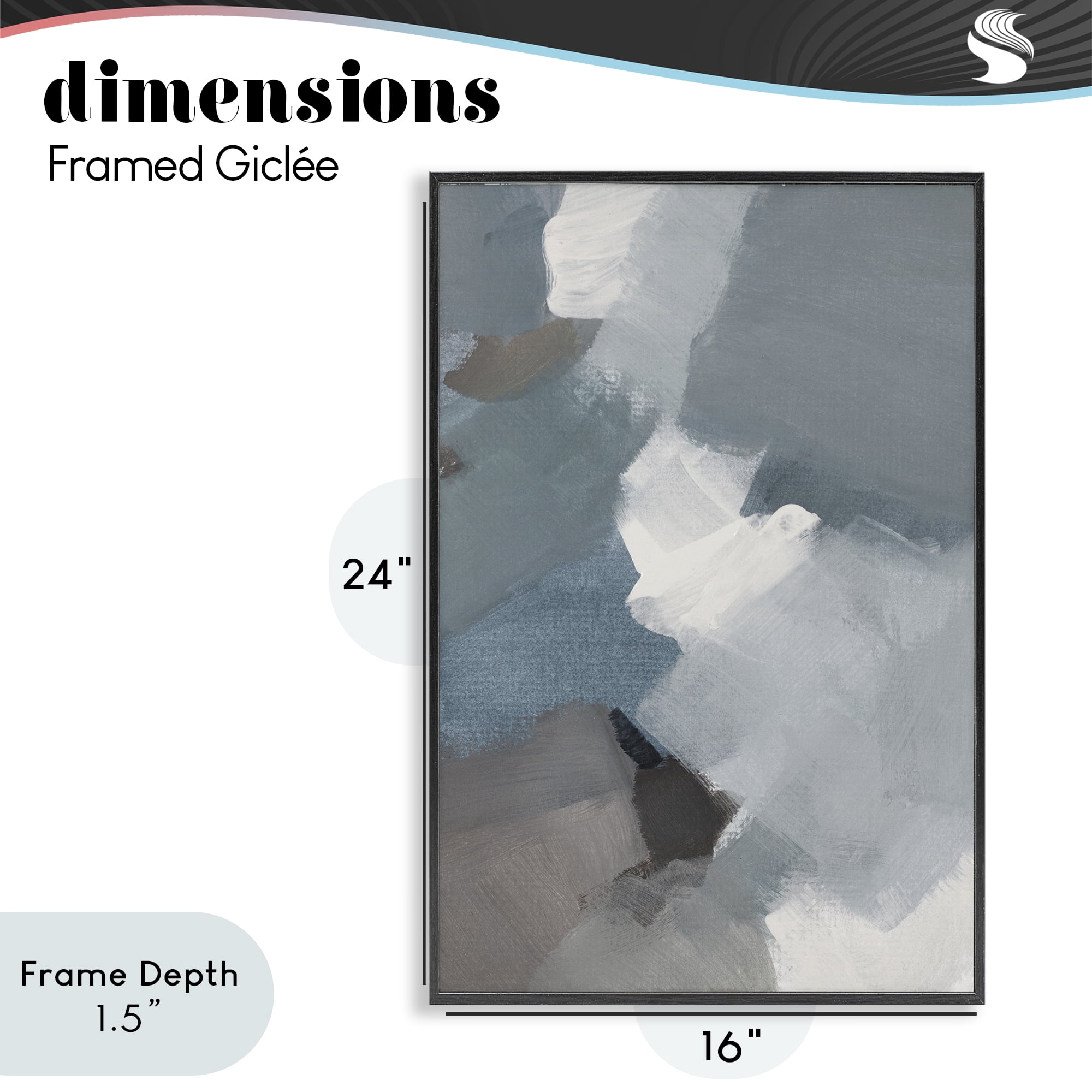 Stupell Industries Stormy Grey Abstract Black Framed Giclee Art, design by Lanie Loreth