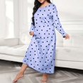 thumbnail image 2 of DAFEI Robe de Nuit Décontractée Grande Taille pour Femme, Imprimé Cœur, Manches Longues, Col Rond, Extensibilité Moyenne, Nuisette Ample, Robe Nuisette en Dentelle, 2 of 5