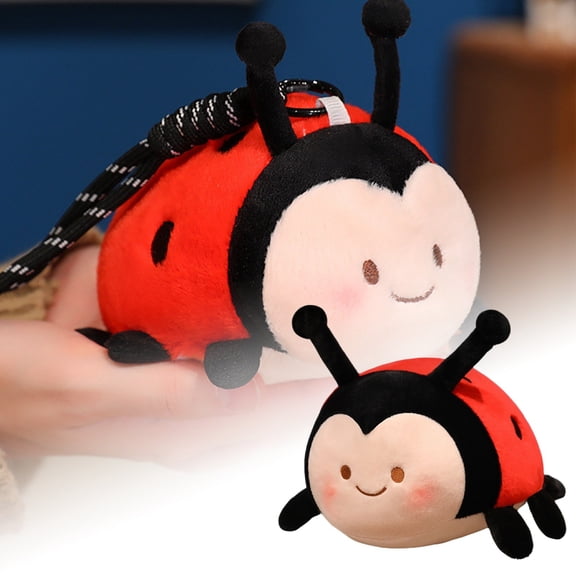 Leatfisat Ladybug Plush Pillow - Soft Furry Texture & Cute Smiling Face, Cozy Stuffed Animal Cushion For Kids' Rooms & Spring Decor,5.11Inch