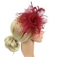 thumbnail image 3 of Black Lace Evening Hair Clip with Veil - Vintage Bridal Headpiece for Formal Events Under 5$, Yubnlvae Headpiece Party Flapper Headband Pearl Bridal Yp , Wine Red, One Size, 3 of 5