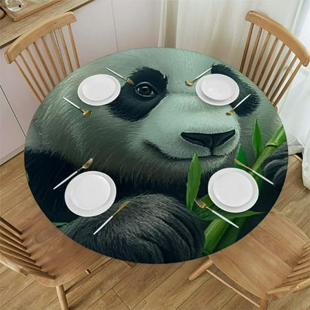 

Patifu Panda Bear Bamboo Forest Round Tablecloth Stain-Resistant Washable 100% Polyester for Picnic Dining Kitchen Farmhouse Home Parties 31 -35