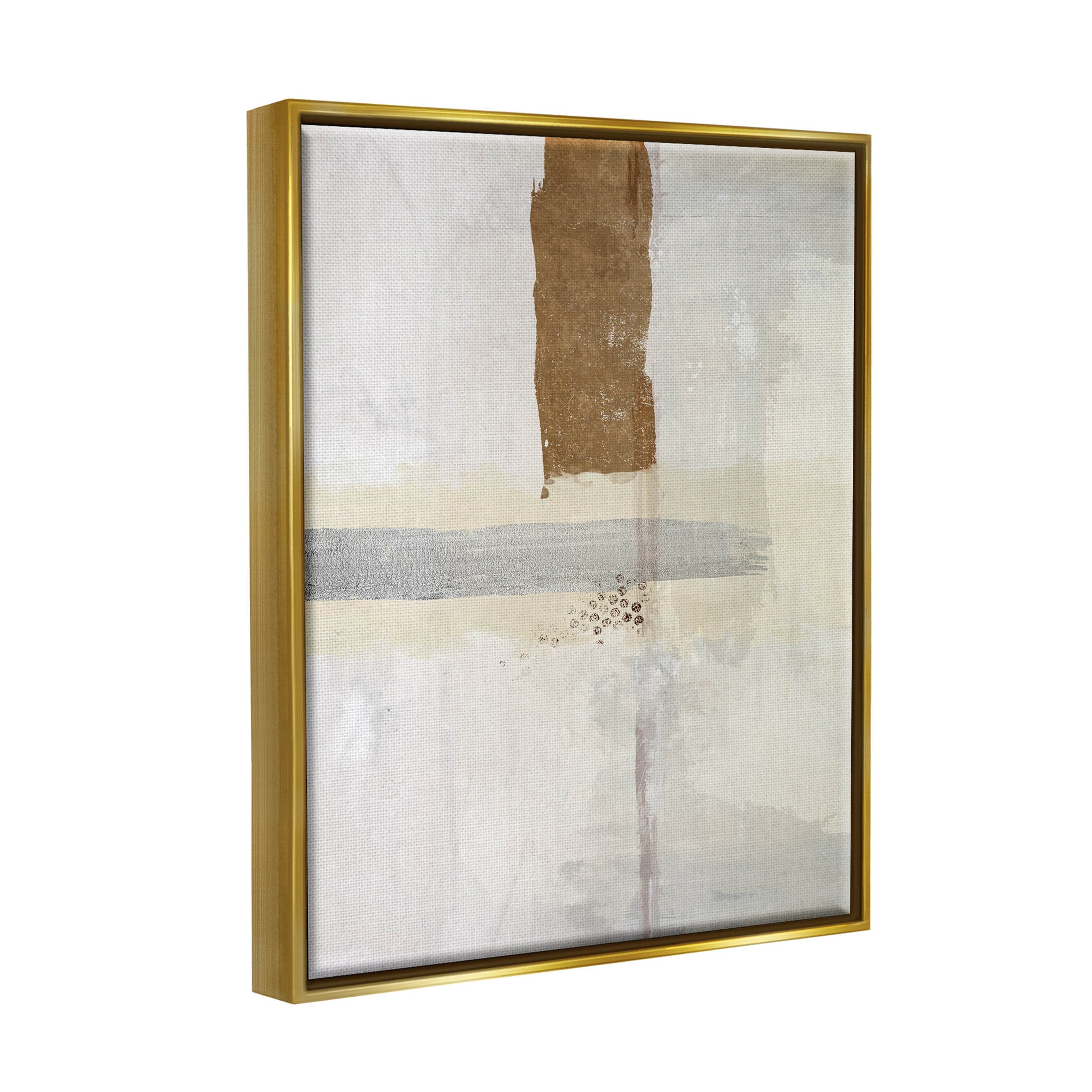Contemporary Brushed Composition Abstract Graphic Art Metallic Gold Framed Art Print Wall Art