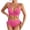 Hot Pink #68, variant on Women's High-Waisted Two-Piece Bikini with Ribbed Texture & Padded Top, Slimming Swimwear Black M