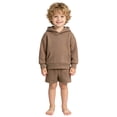thumbnail image 3 of Boys Short Sets, Hoodie Sweat Suit Long Sleeve Hoody Tops And Elastic Waist Shorts Set 6-12 Months 12-24 Months 2T 3T 4T 5T 6T 7T 12-24 Months Brown, 3 of 6