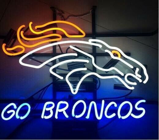 New Denver Broncos Football Go Broncos Man Cave Neon Sign 17''x14'' 