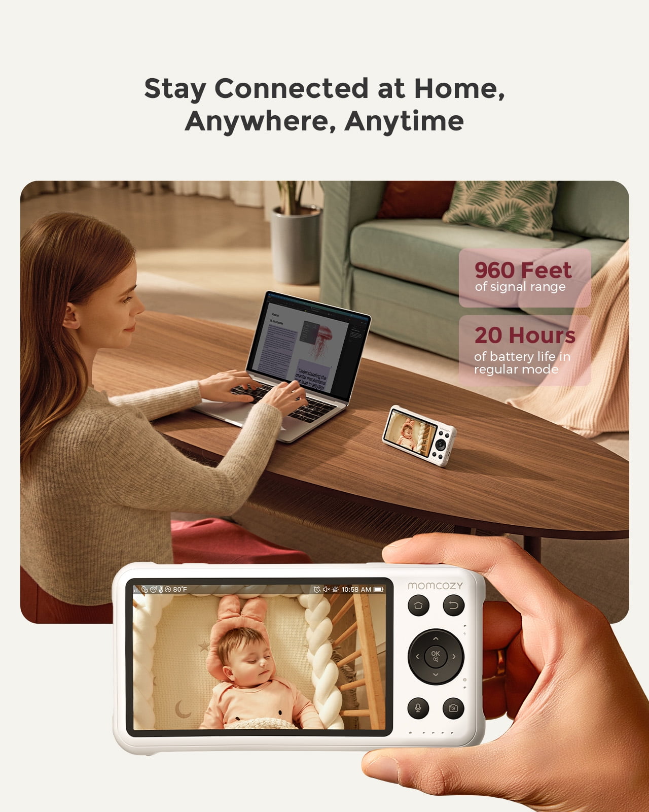Momcozy 5-Inch Dual-Mode Smart Baby Monitor WiFi Connect BM04