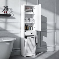 Tcbosik 70.89" Tall Laundry Cabinet with Tilt-Out Hamper & Adjustable Shelves - Slim Storage Organizer for Bathroom or Laundry Room, White