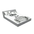 thumbnail image 2 of Ambesonne Black White Fitted Sheet & Pillow Sham Set, Hipster New Age Cat, Full, Black White, 2 of 2